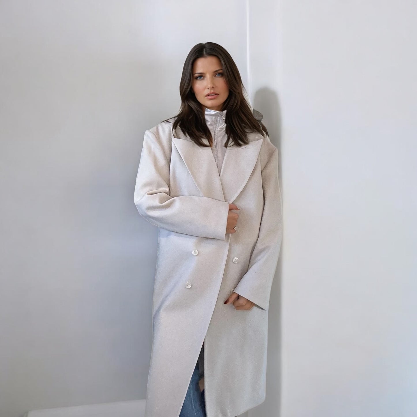 Manteau long structuré dupe beige