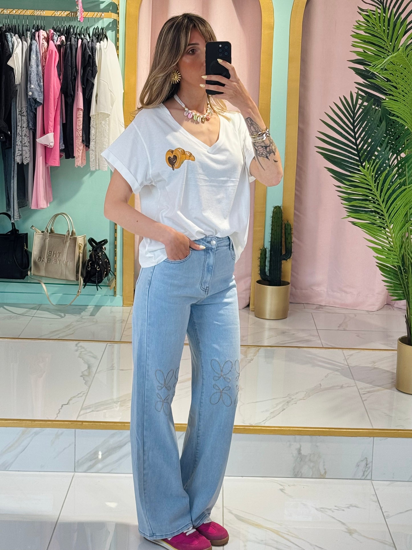 Jean brodé wide leg