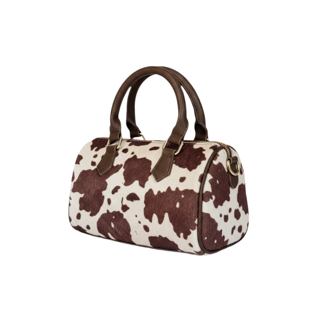 Sac bowling imprimé vache – Bandoulière réglable – Faux poils
