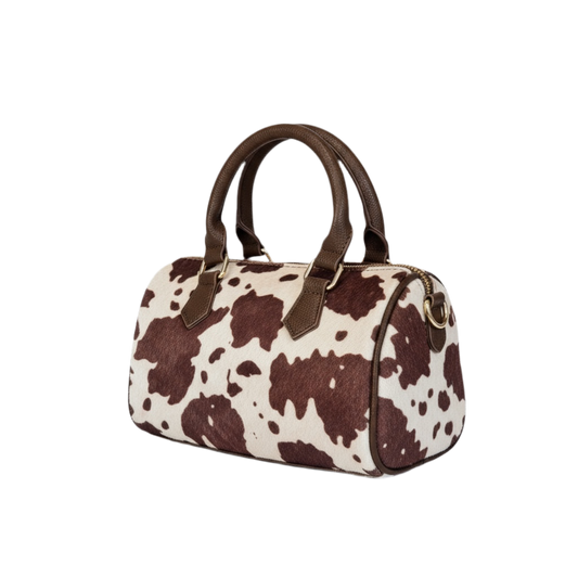 Sac bowling imprimé vache – Bandoulière réglable – Faux poils