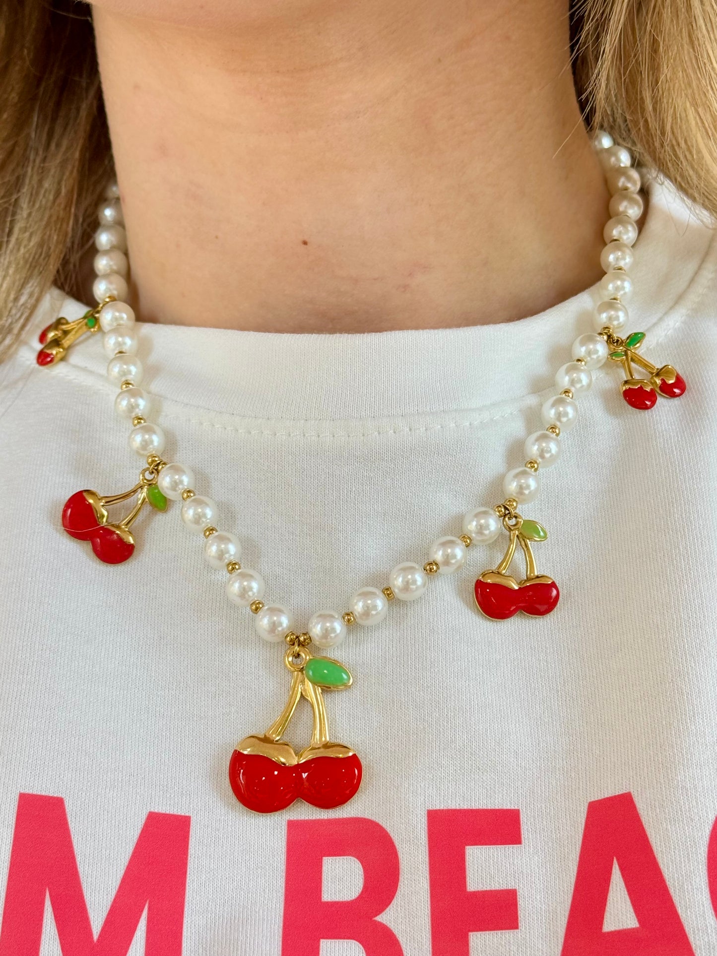 Collier perles & cerises