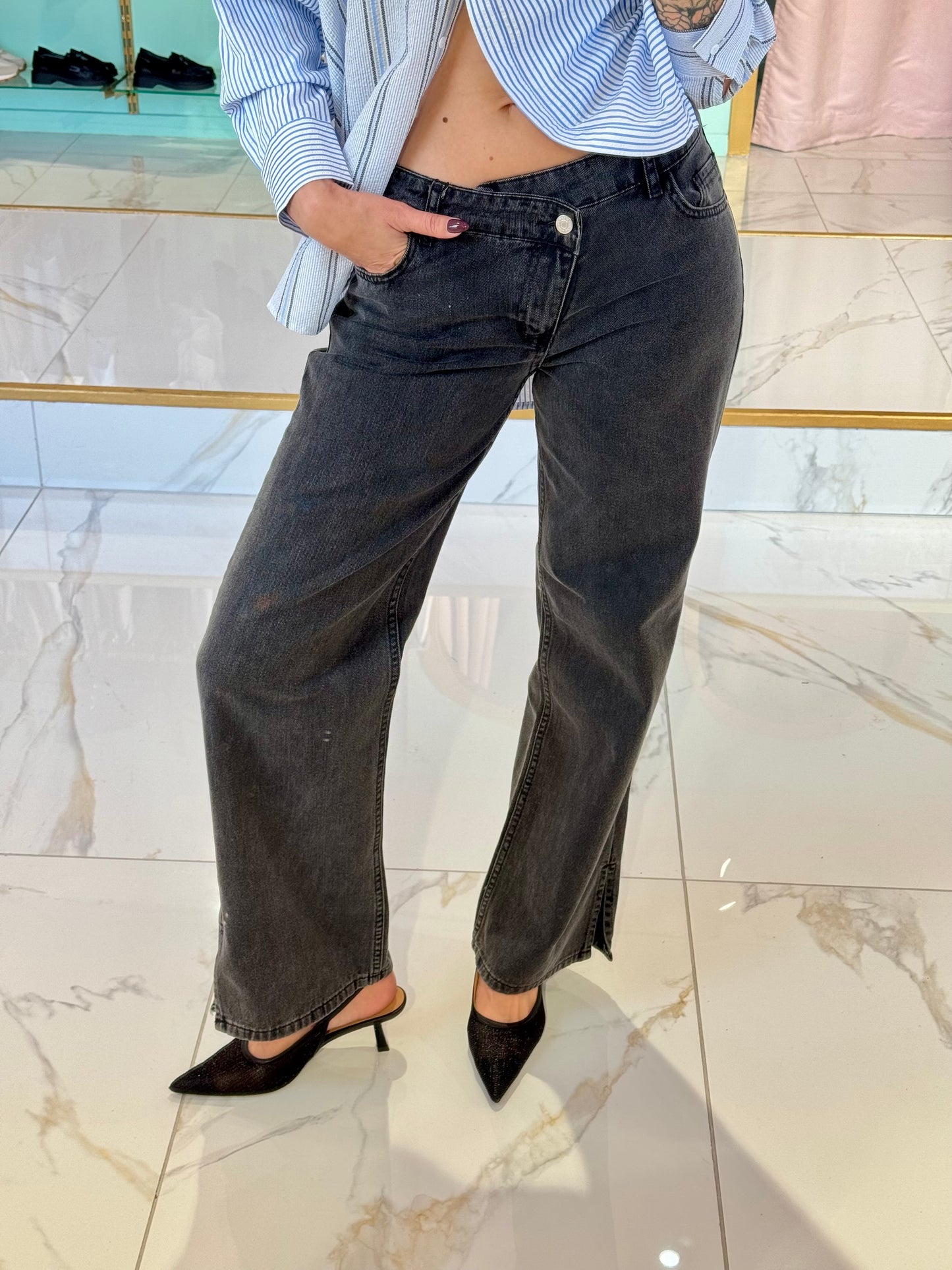 Escarpin à petit talon en résille noirs