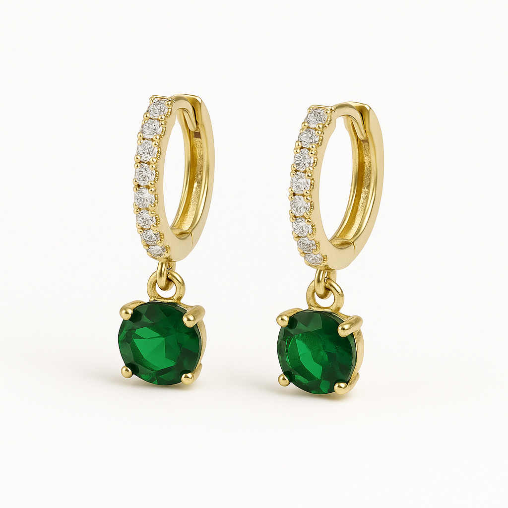 Boucle d’oreille spacy pendentif rond vert