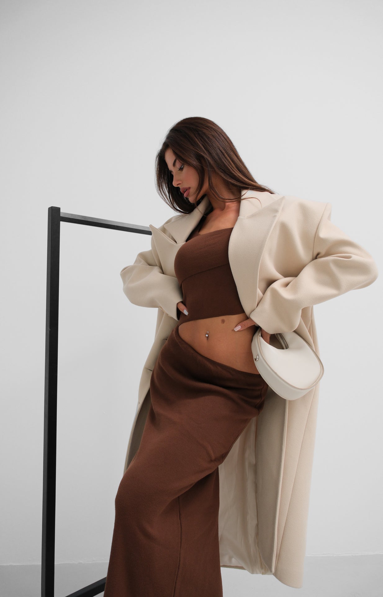 Manteau long structuré dupe beige