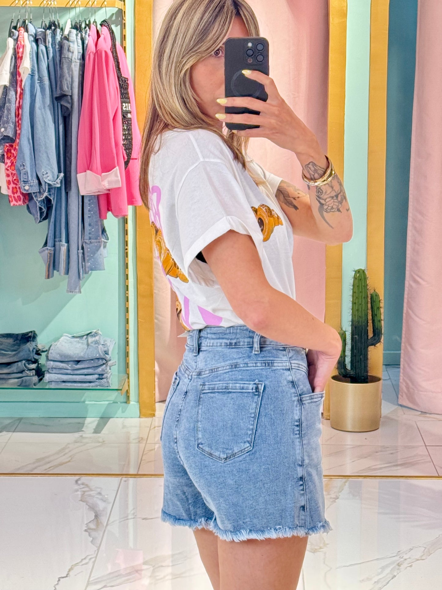 Jupe-short en jean boutonnée
