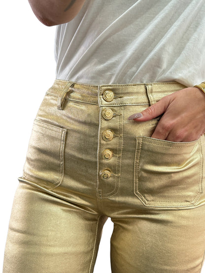 Pantalon gold en toile dorée