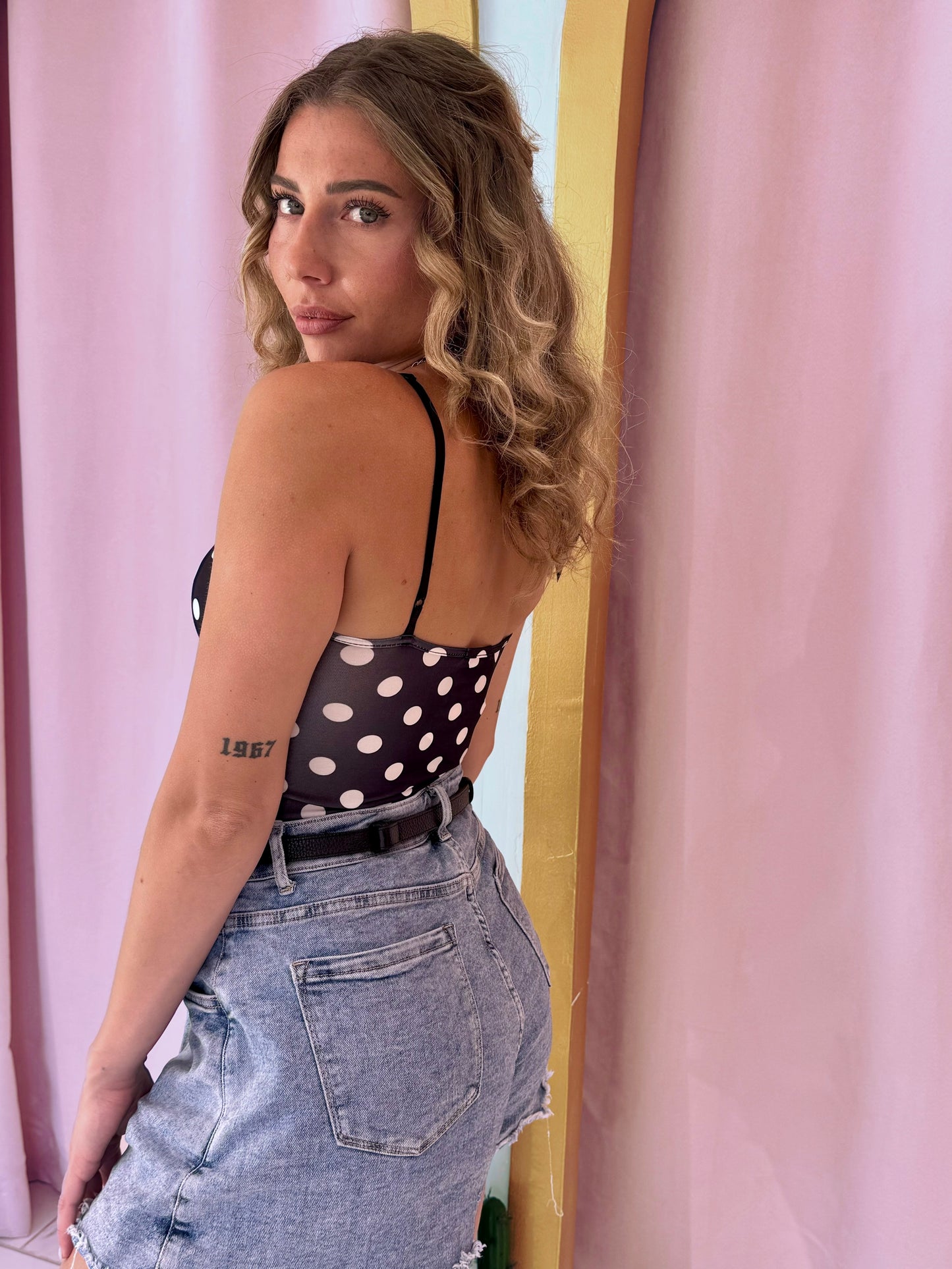 Body Bustier Stretch – noir à pois