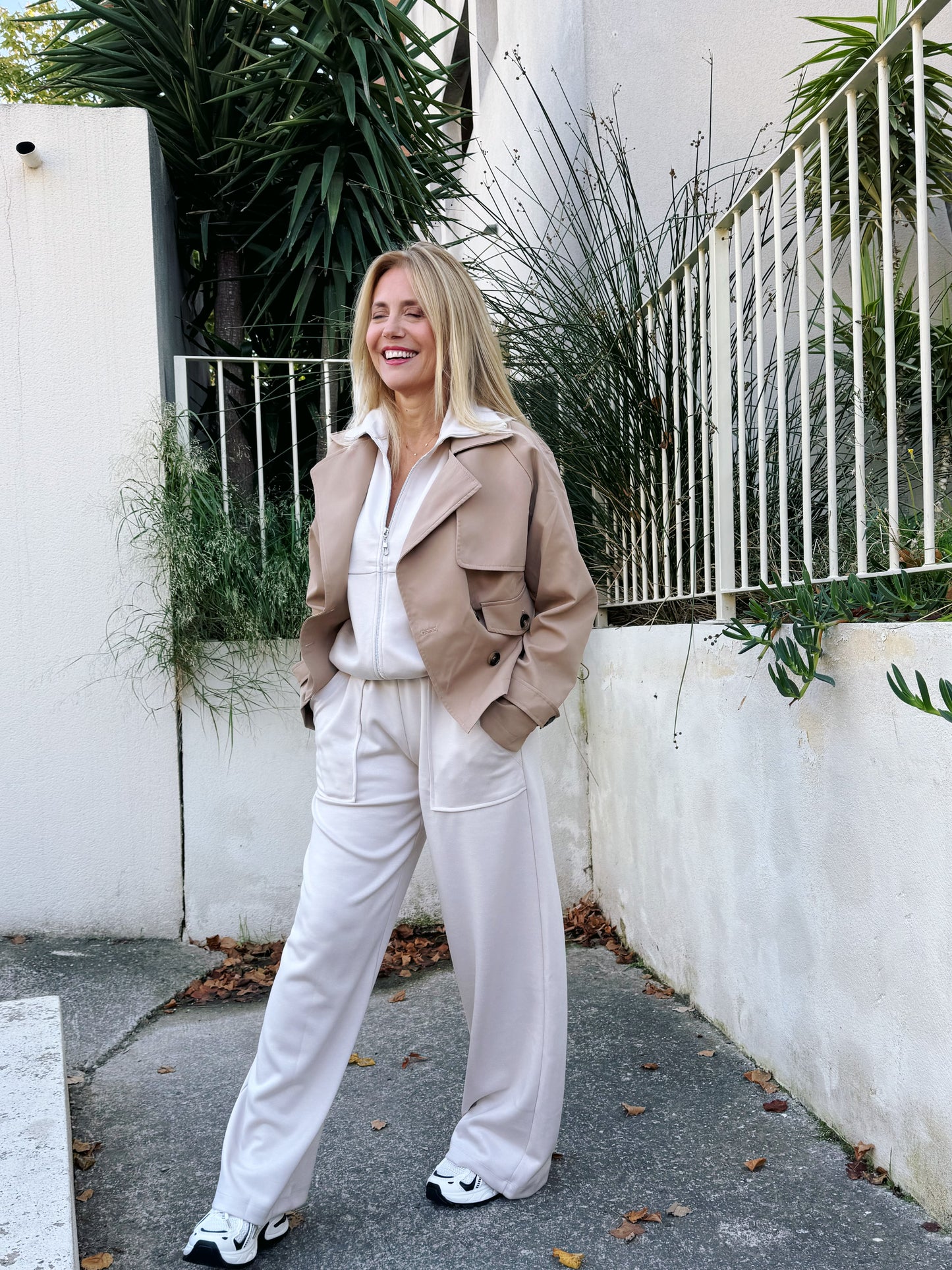 Trench Court Oversize avec Cordon Ajustable beige foncé