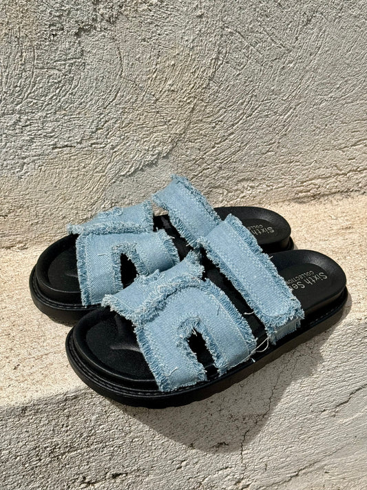 Sandales dupe chy en jean bleu