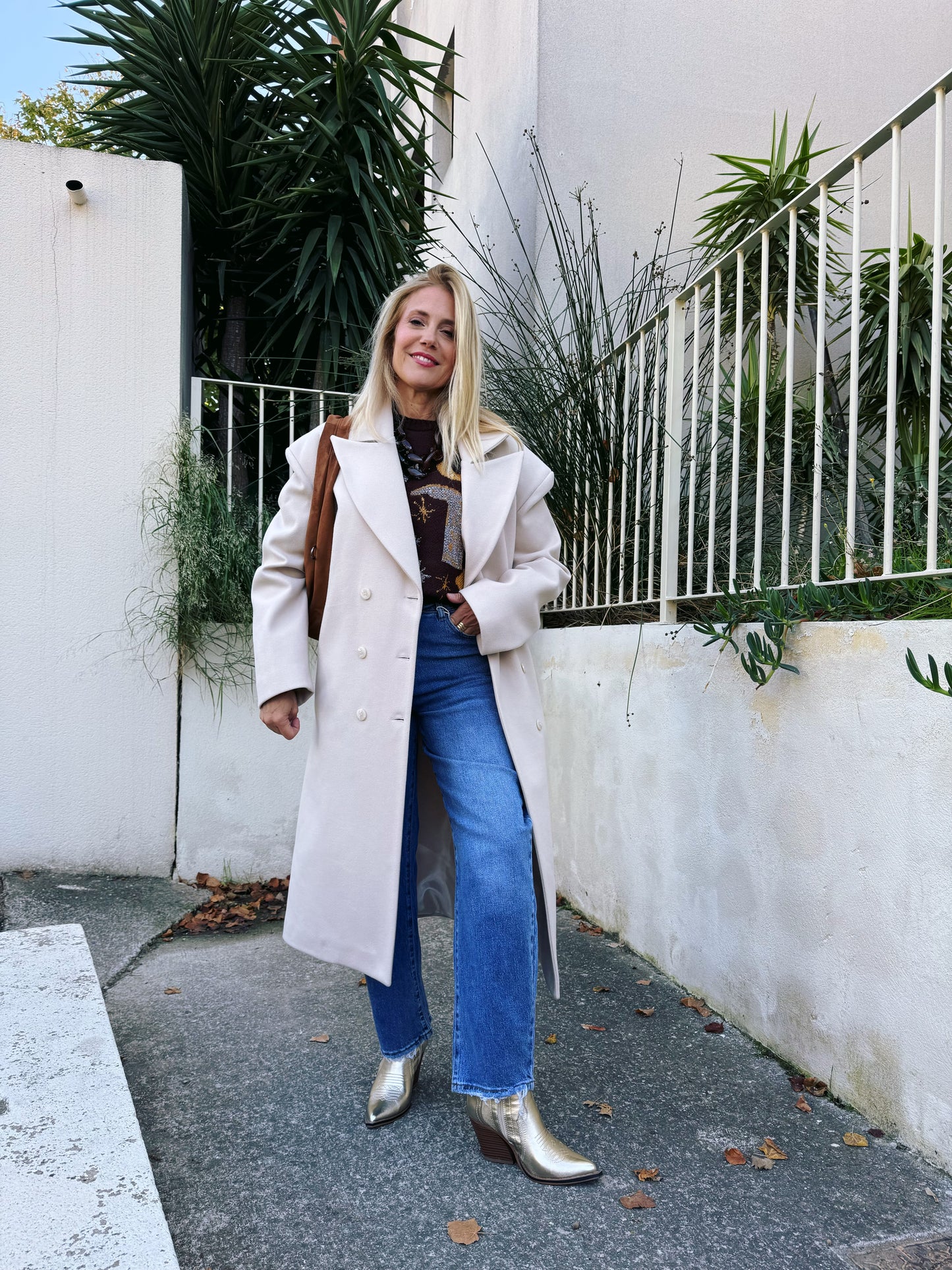 Manteau long structuré dupe beige