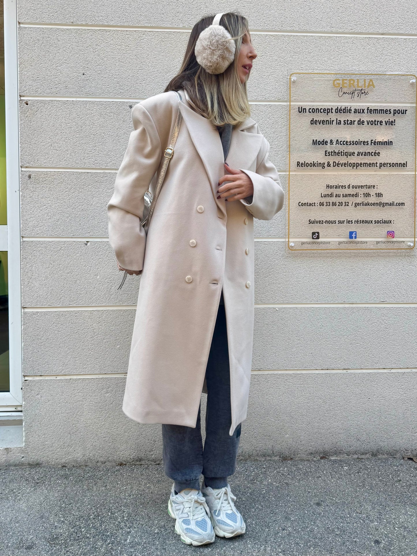 Manteau long structuré dupe beige
