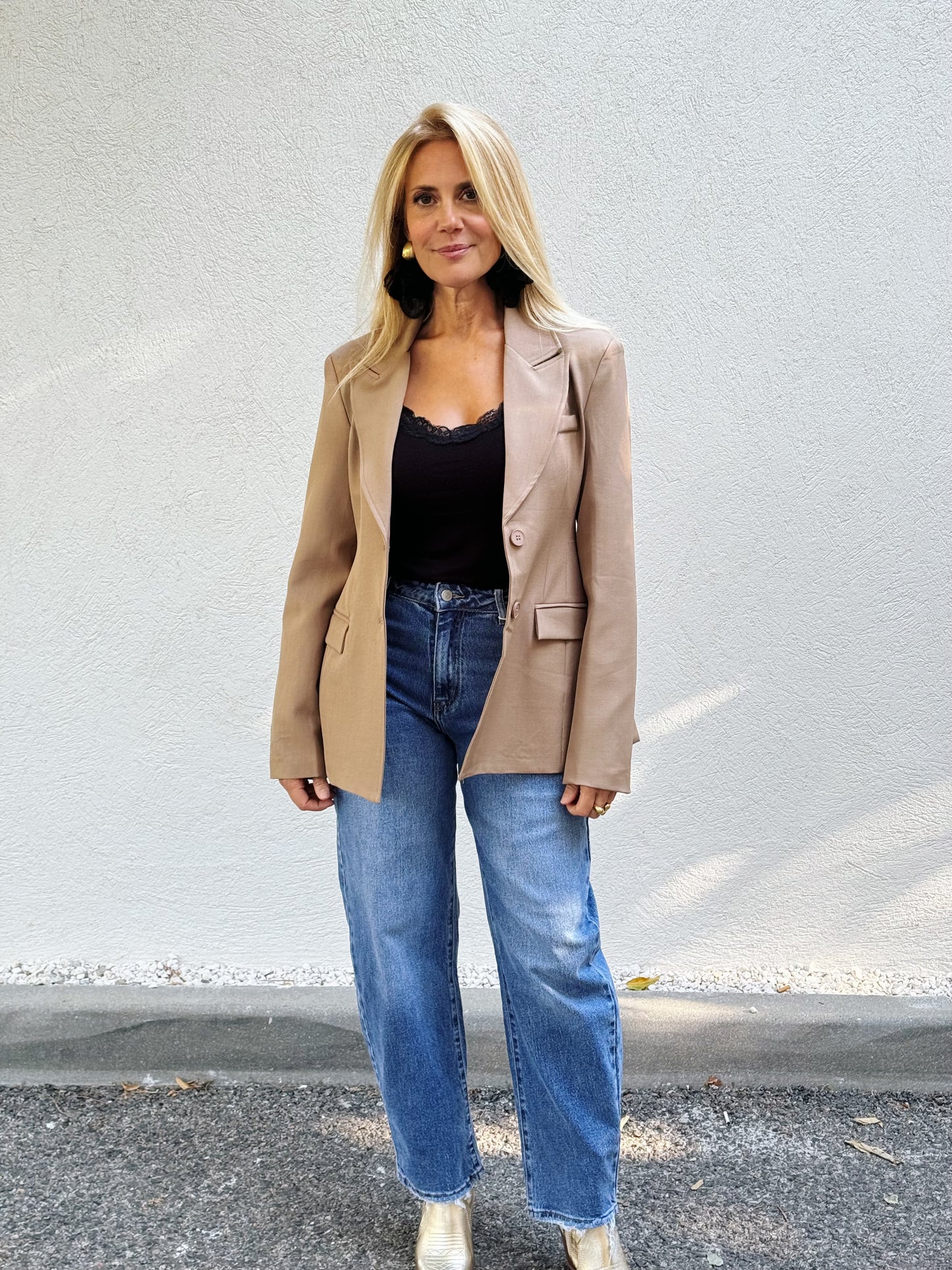 Veste tailleur cintrée créateur beige