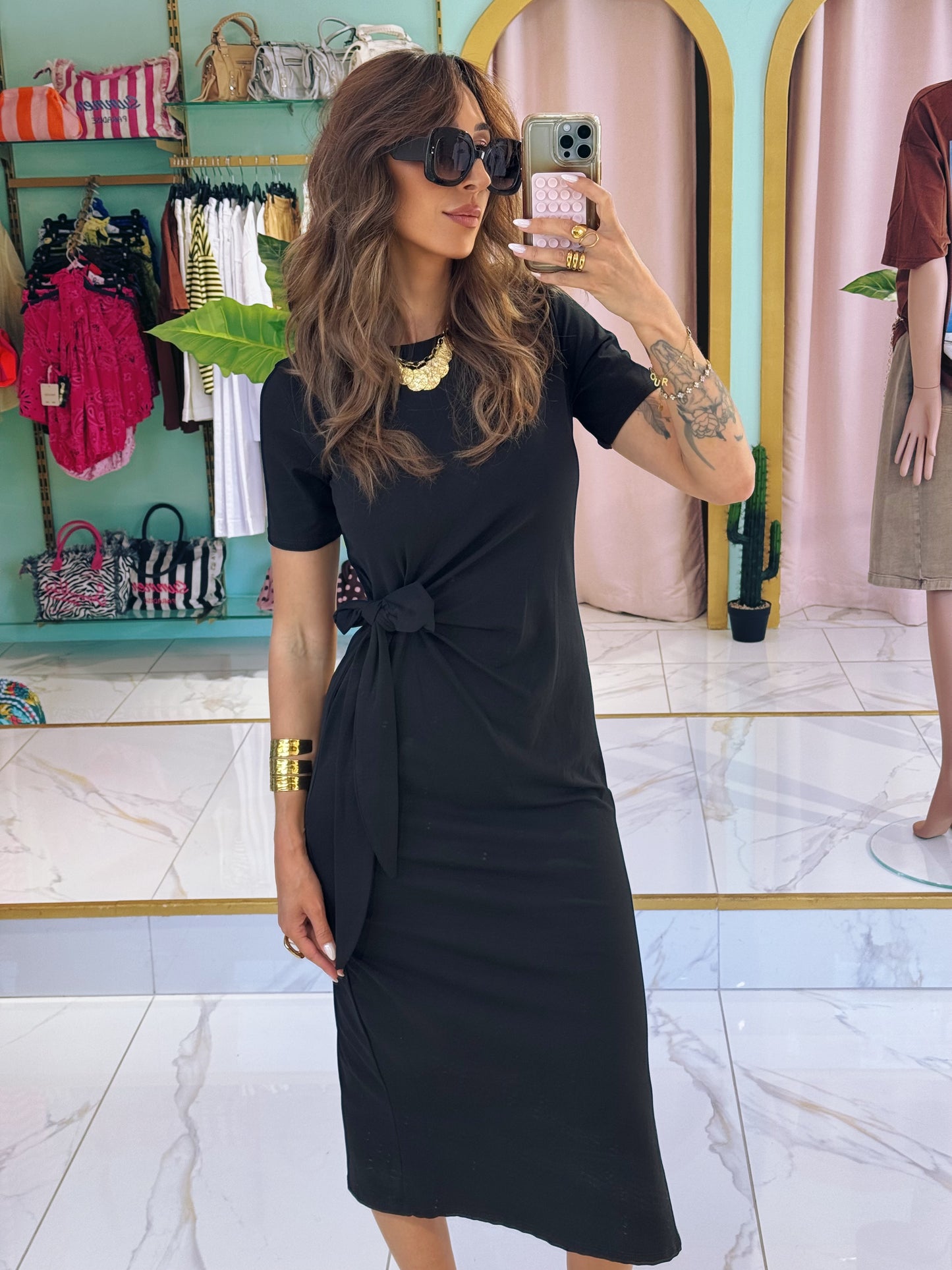 Robe t-shirt nouable - noire