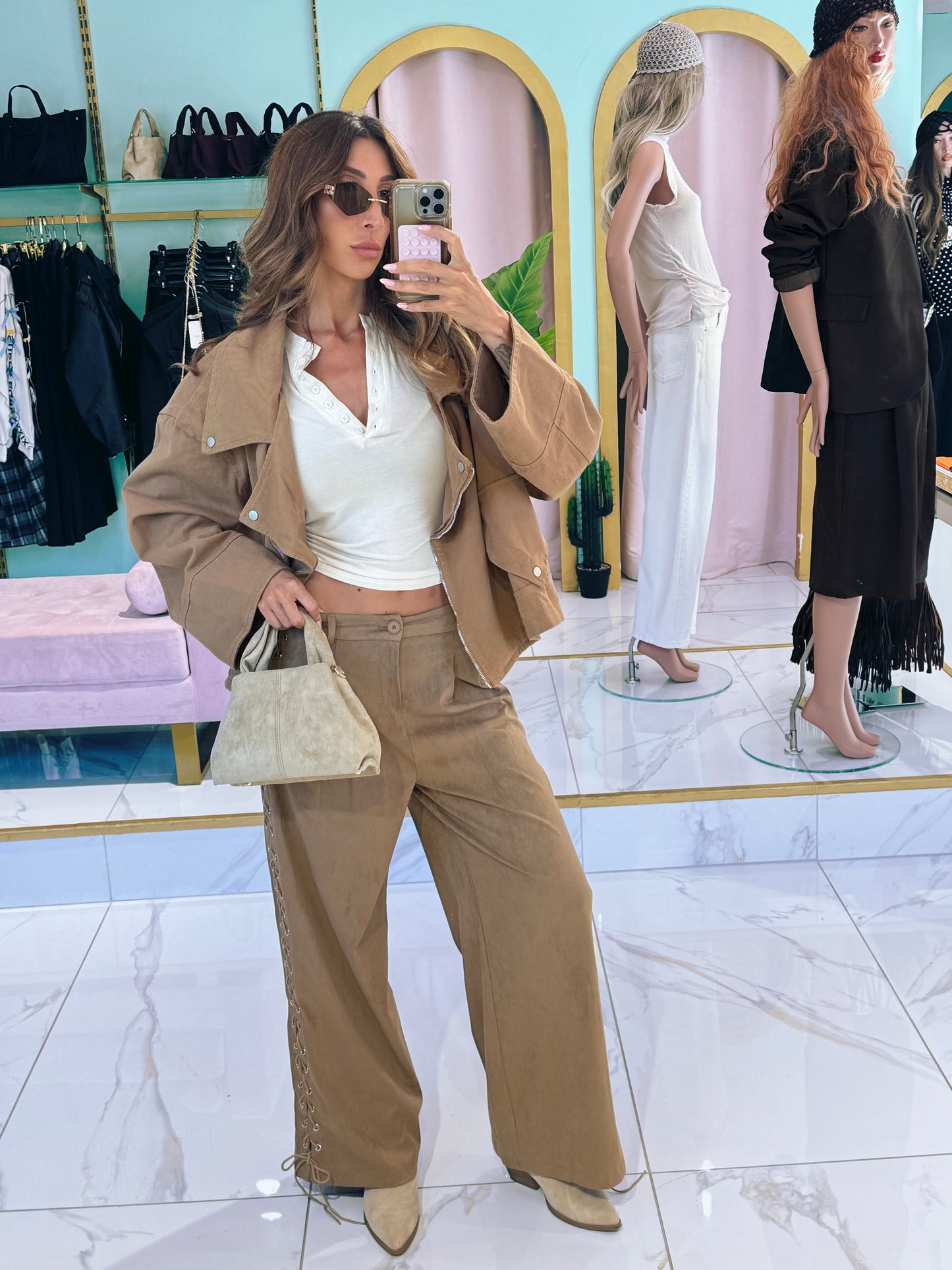 Veste en Jean Maxi Oversize à Épaulettes – Esprit Créateur Camel