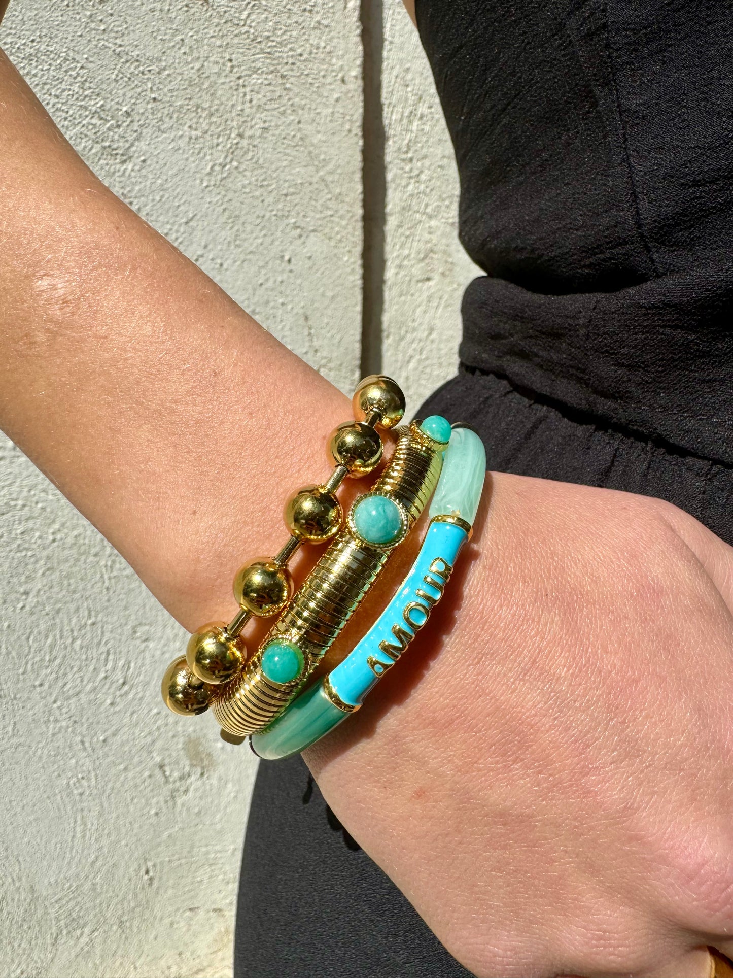 Bracelet jonc pierre turquoise