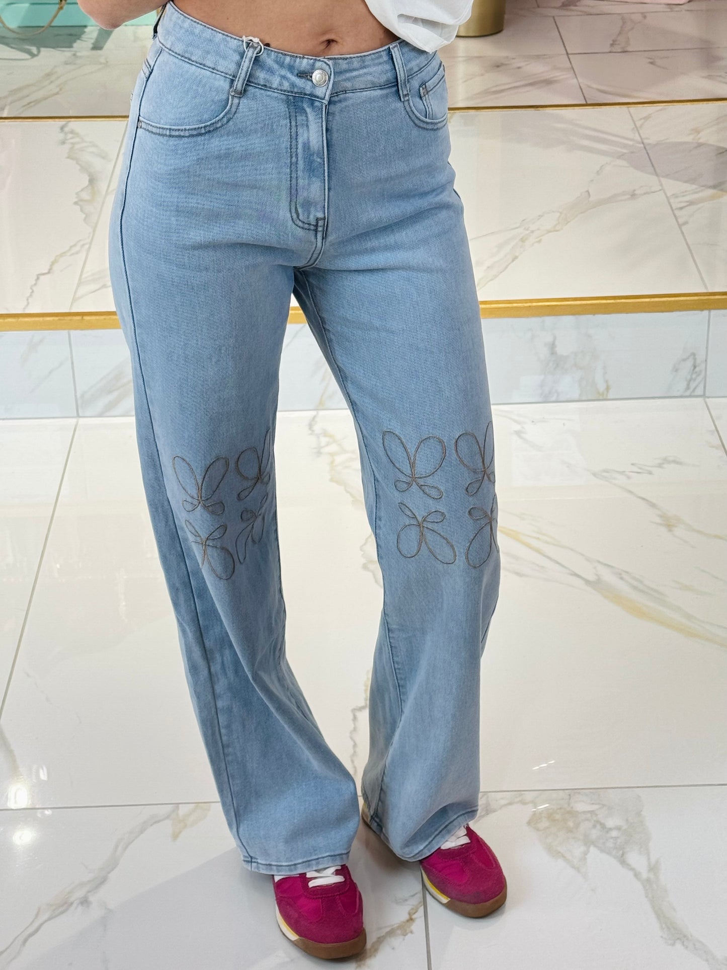 Jean brodé wide leg