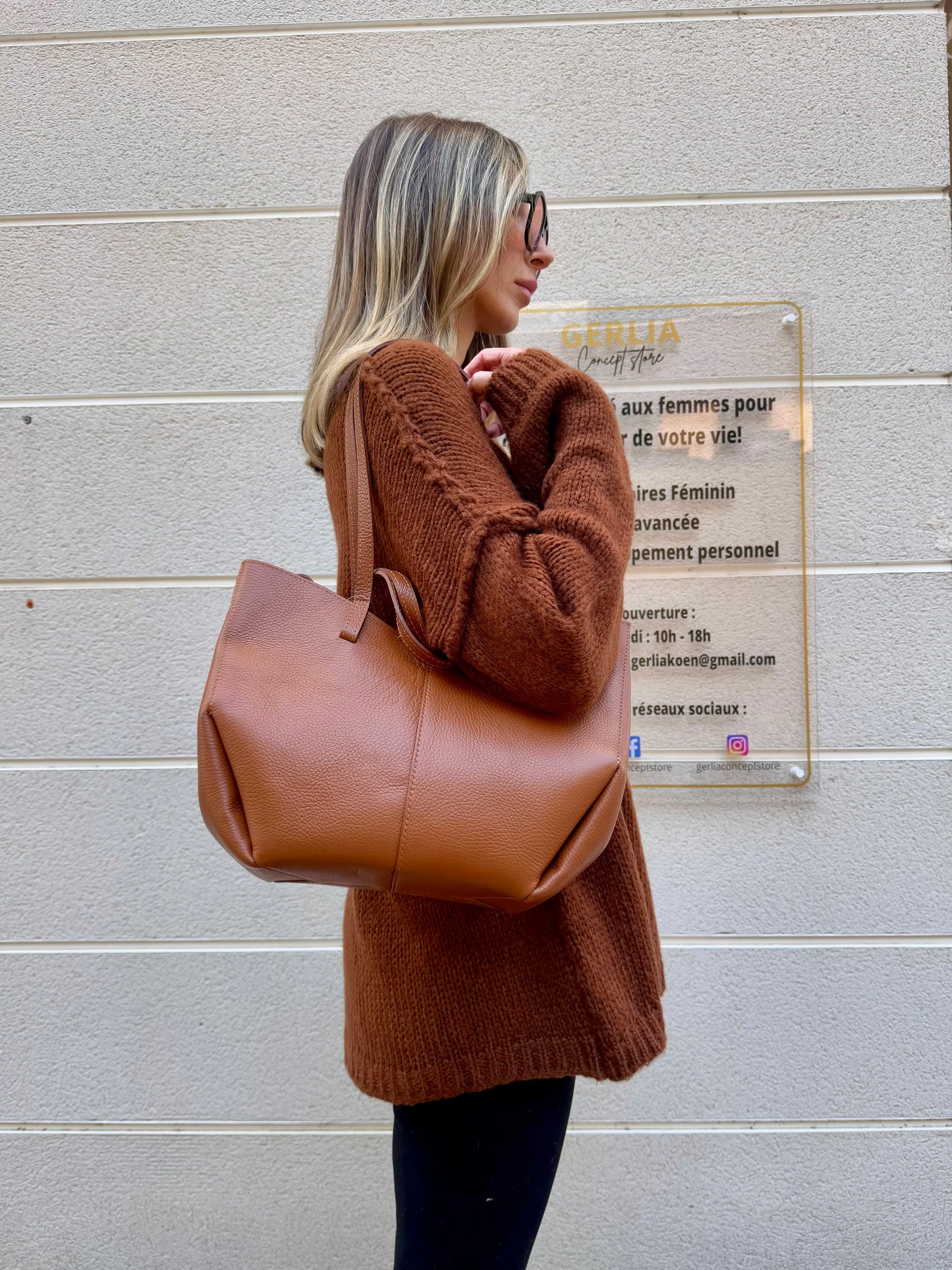 Sac Dupe En Cuir Grainé - Camel