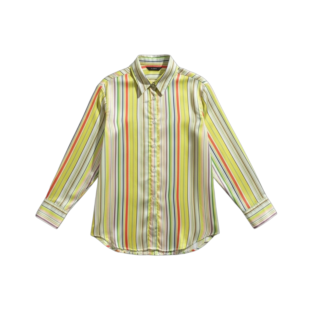 Chemise rayée satinée “Sunlight Mood”- anis limonade