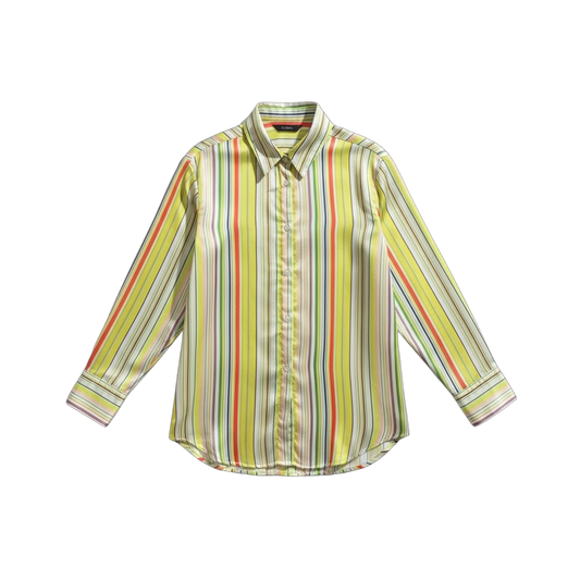 Chemise rayée satinée “Sunlight Mood”- anis limonade