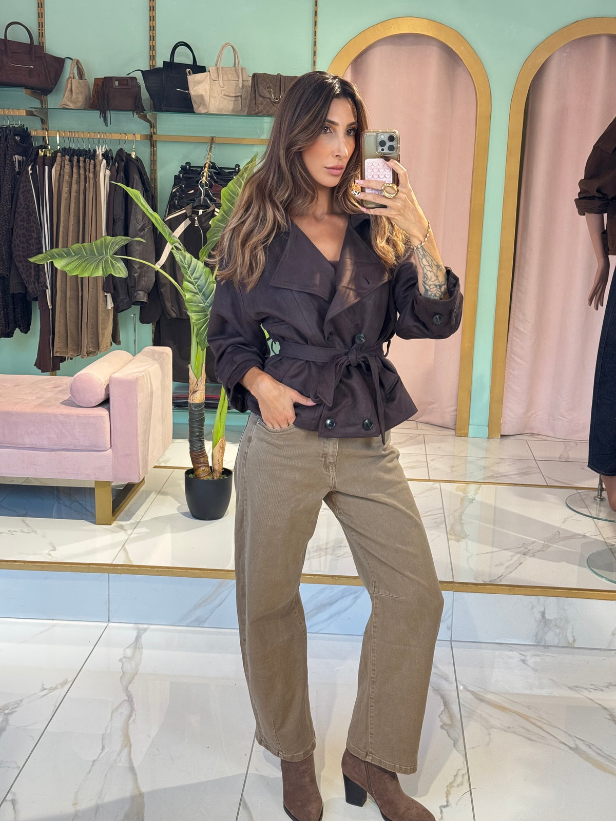 Jean Marivy beige sable coupe baloon fit