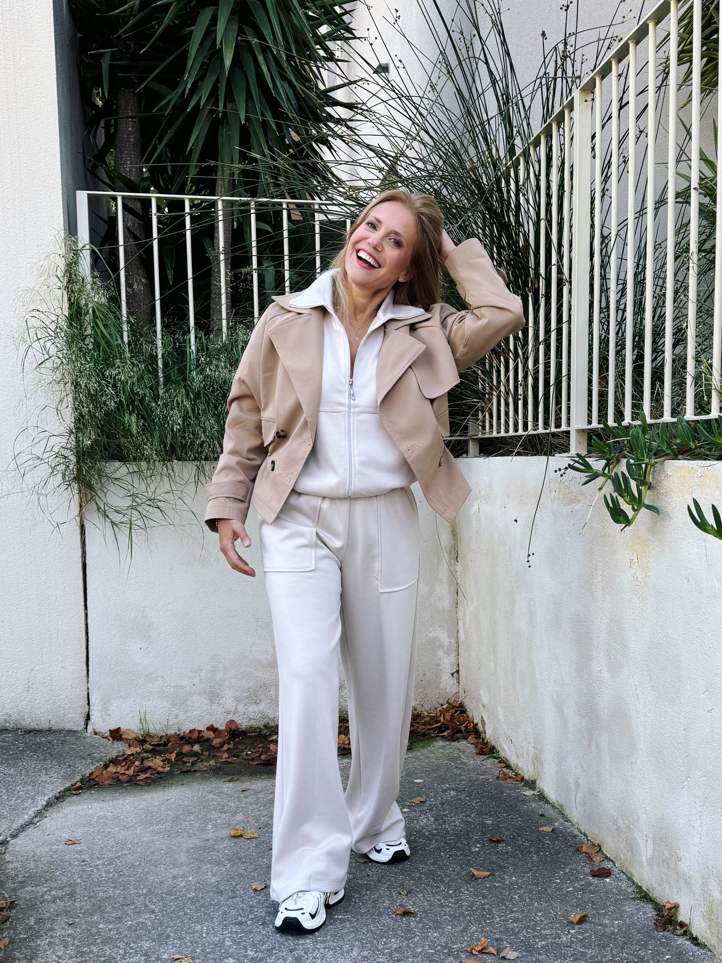 Trench Court Oversize avec Cordon Ajustable beige foncé