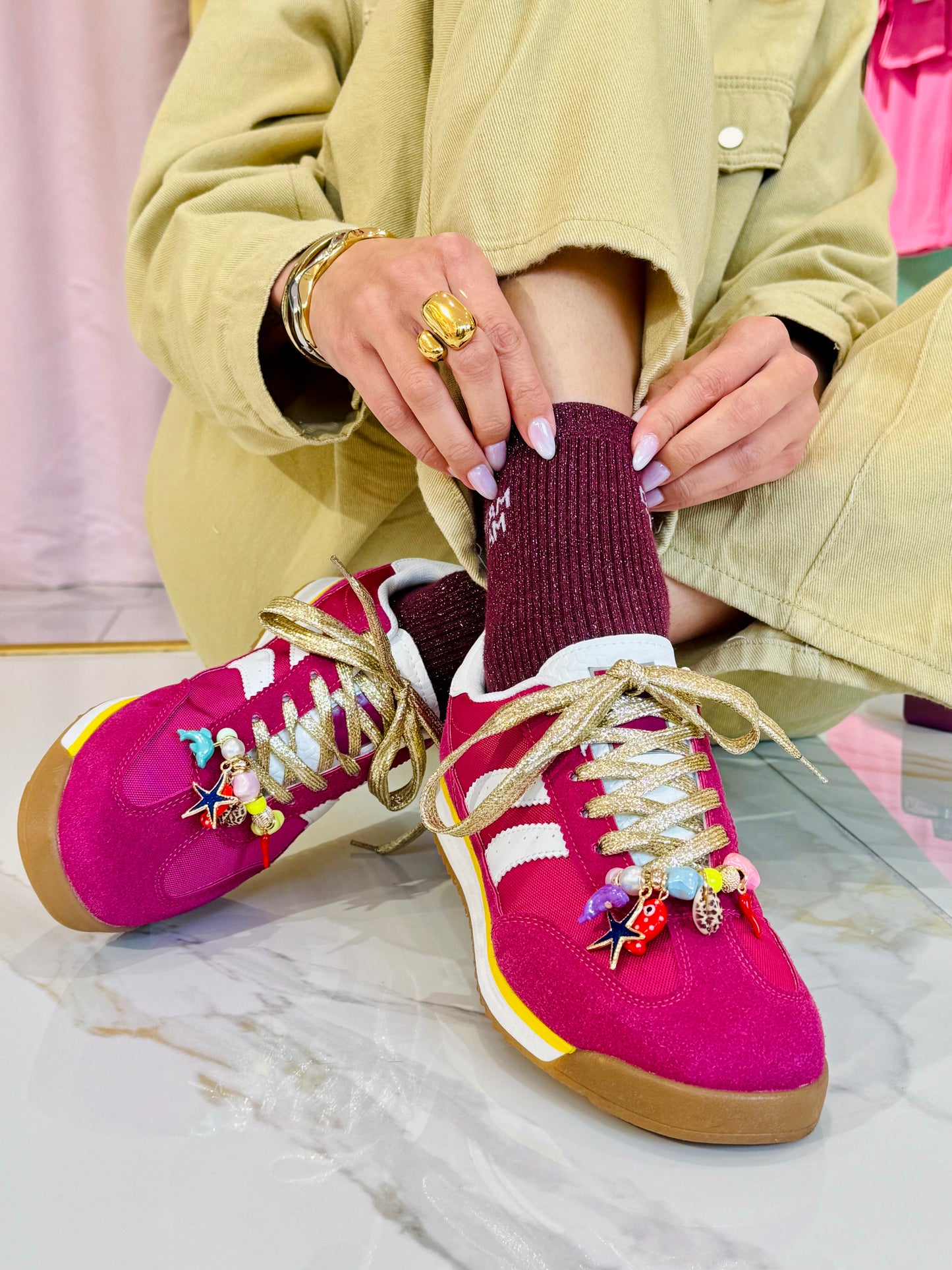 Lacets Charms Milemila modèle piment lacets doré