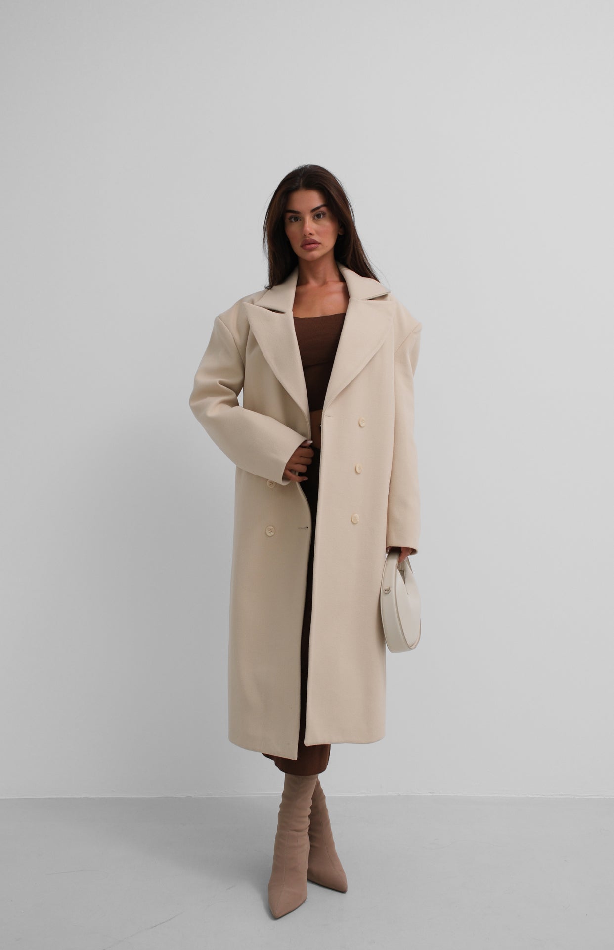 Manteau long structuré dupe beige