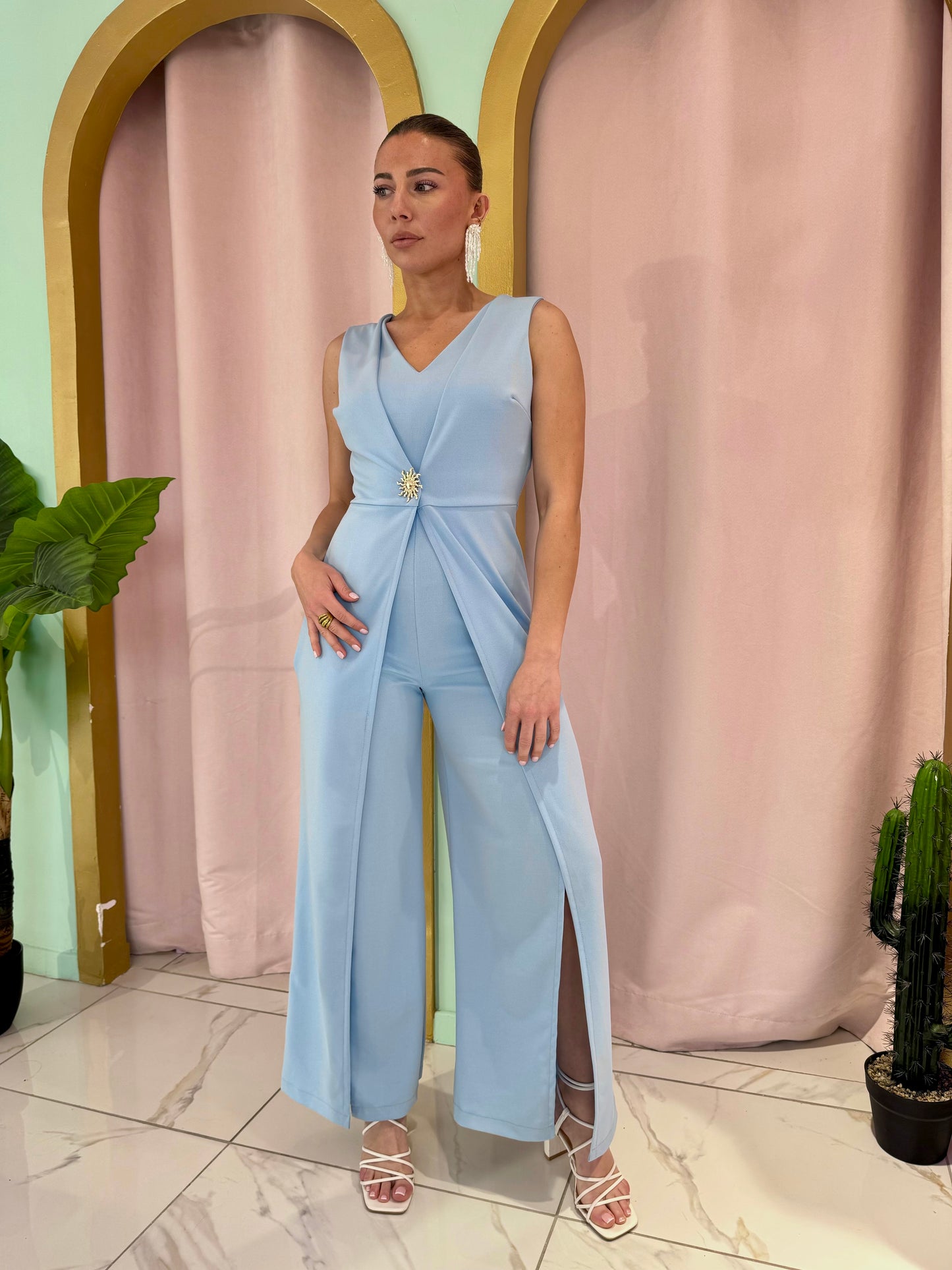 Combinaison pantalon avec broche soleil -bleu