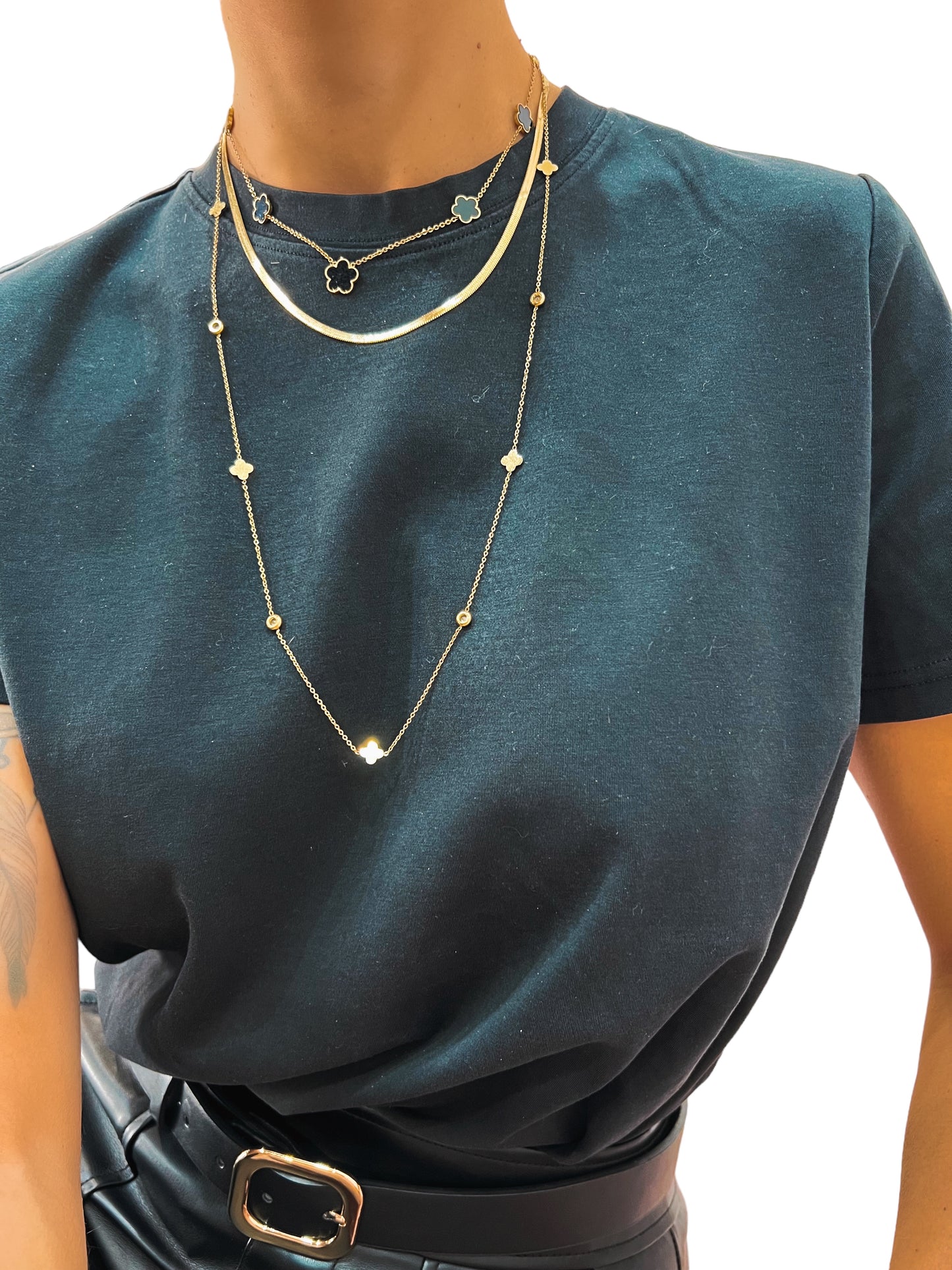Collier trèfle noir