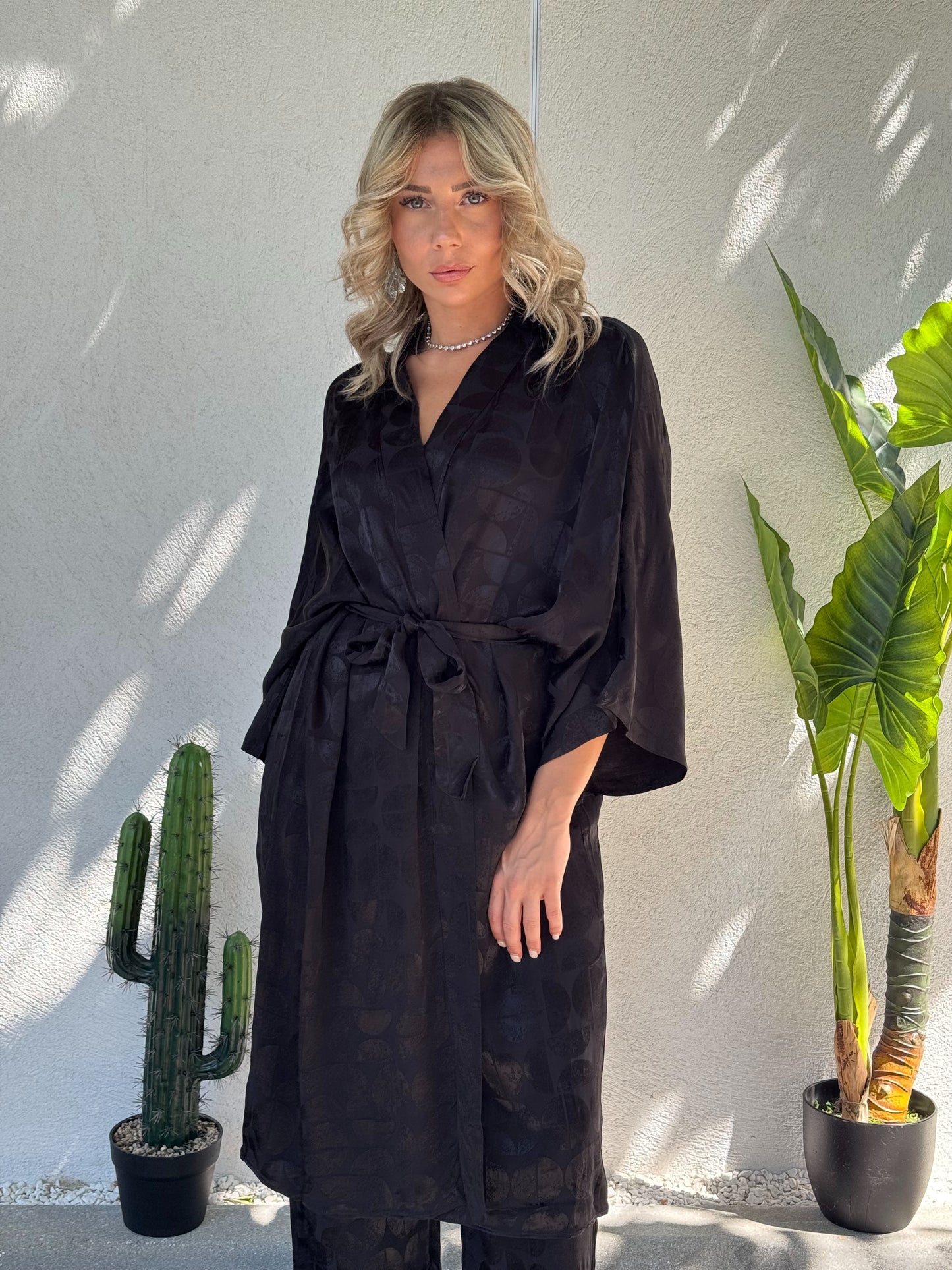 Ensemble kimono satiné noir