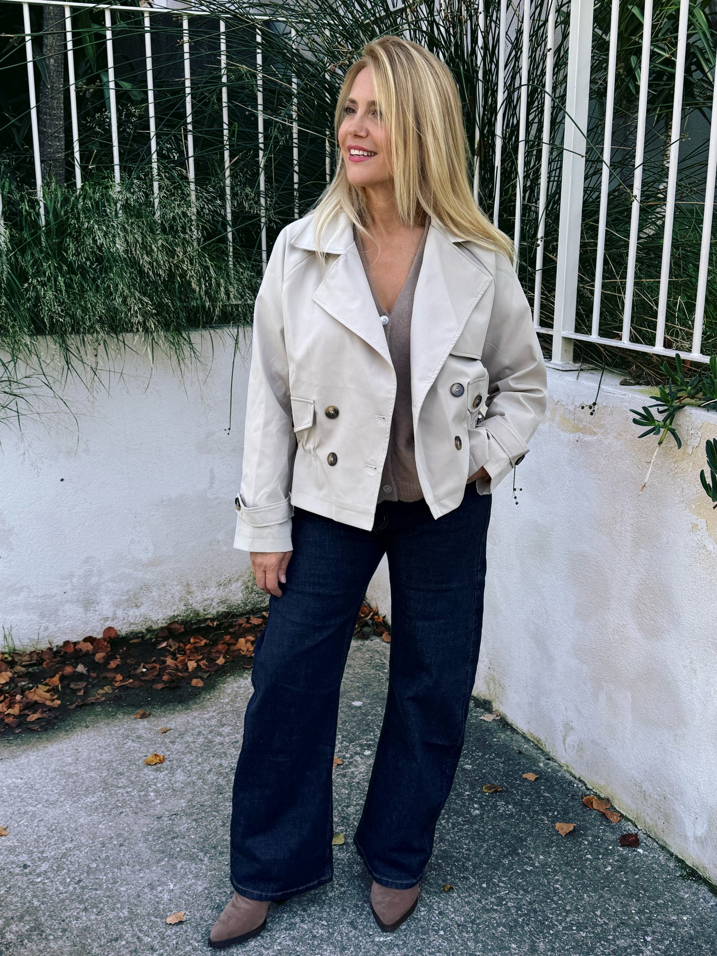 Trench Court Oversize avec Cordon Ajustable beige