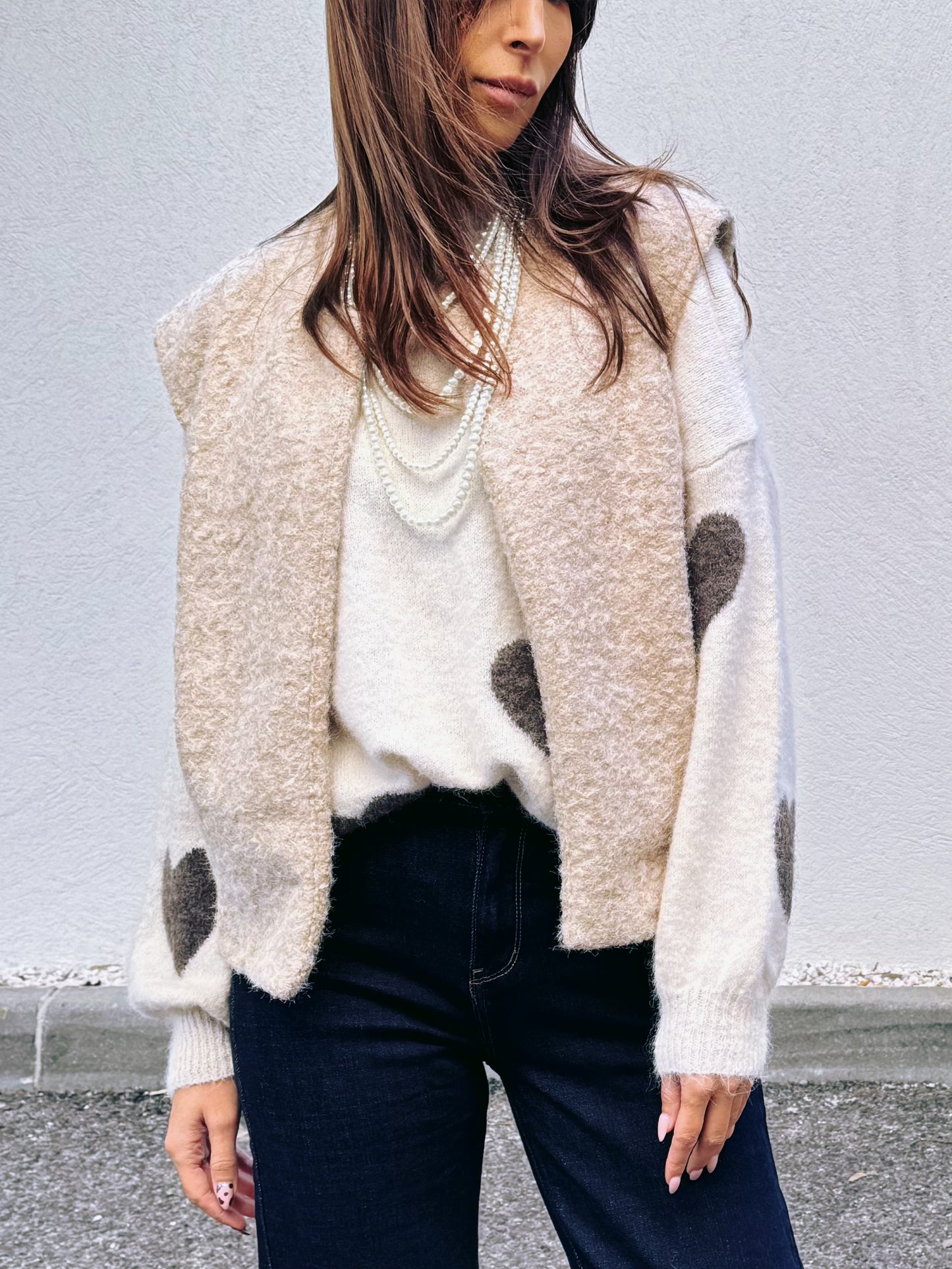 Veste sans manche façon laine bouillie beige