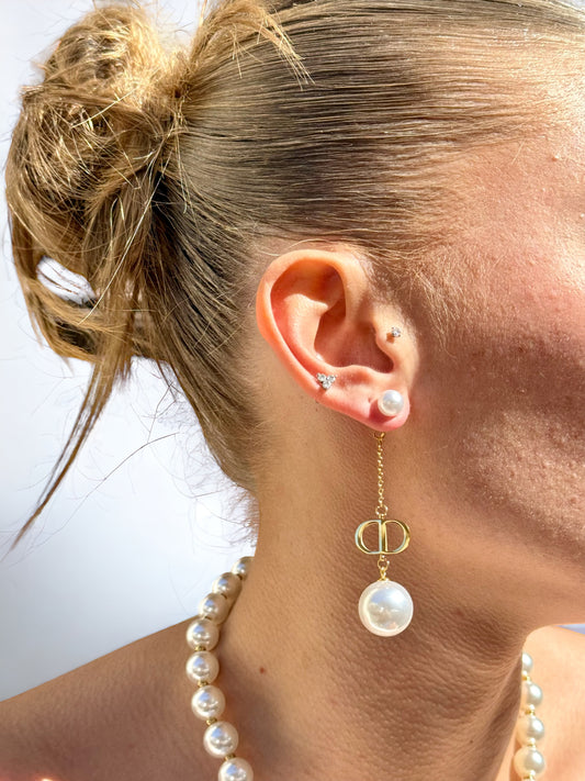Boucles d’oreilles pendentif D perles