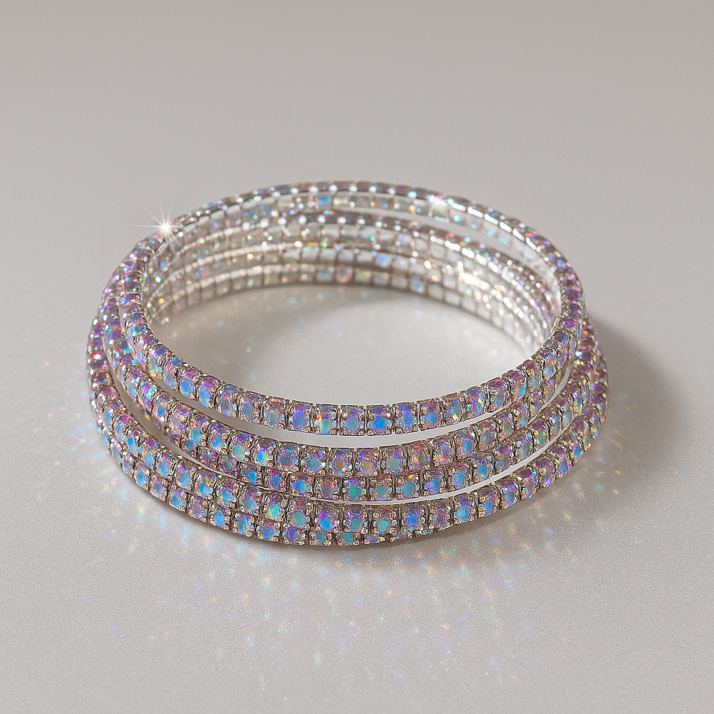 Bracelet strass ultra brillant ( lot de 6) coloris argent sirène