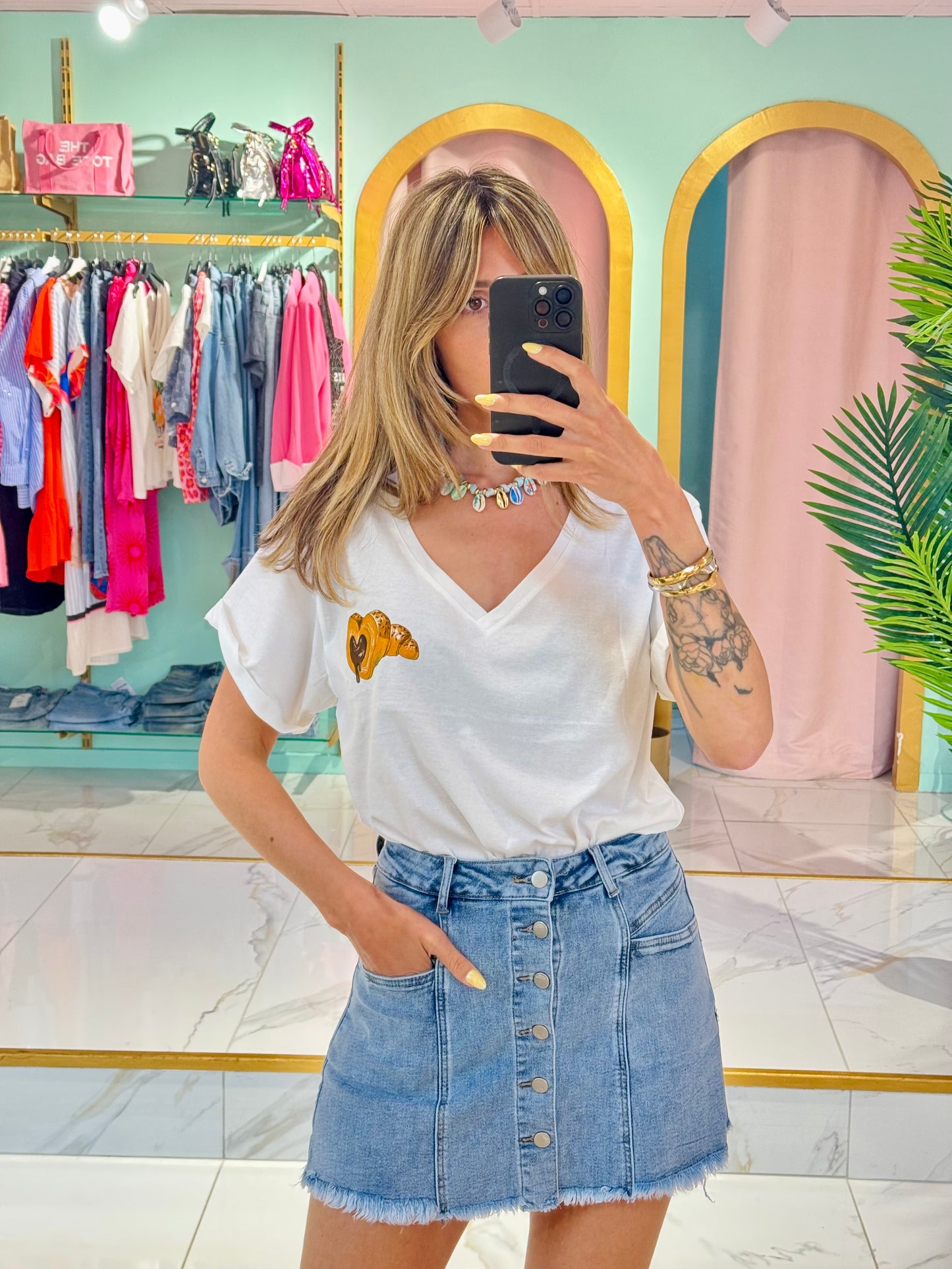 Jupe-short en jean boutonnée