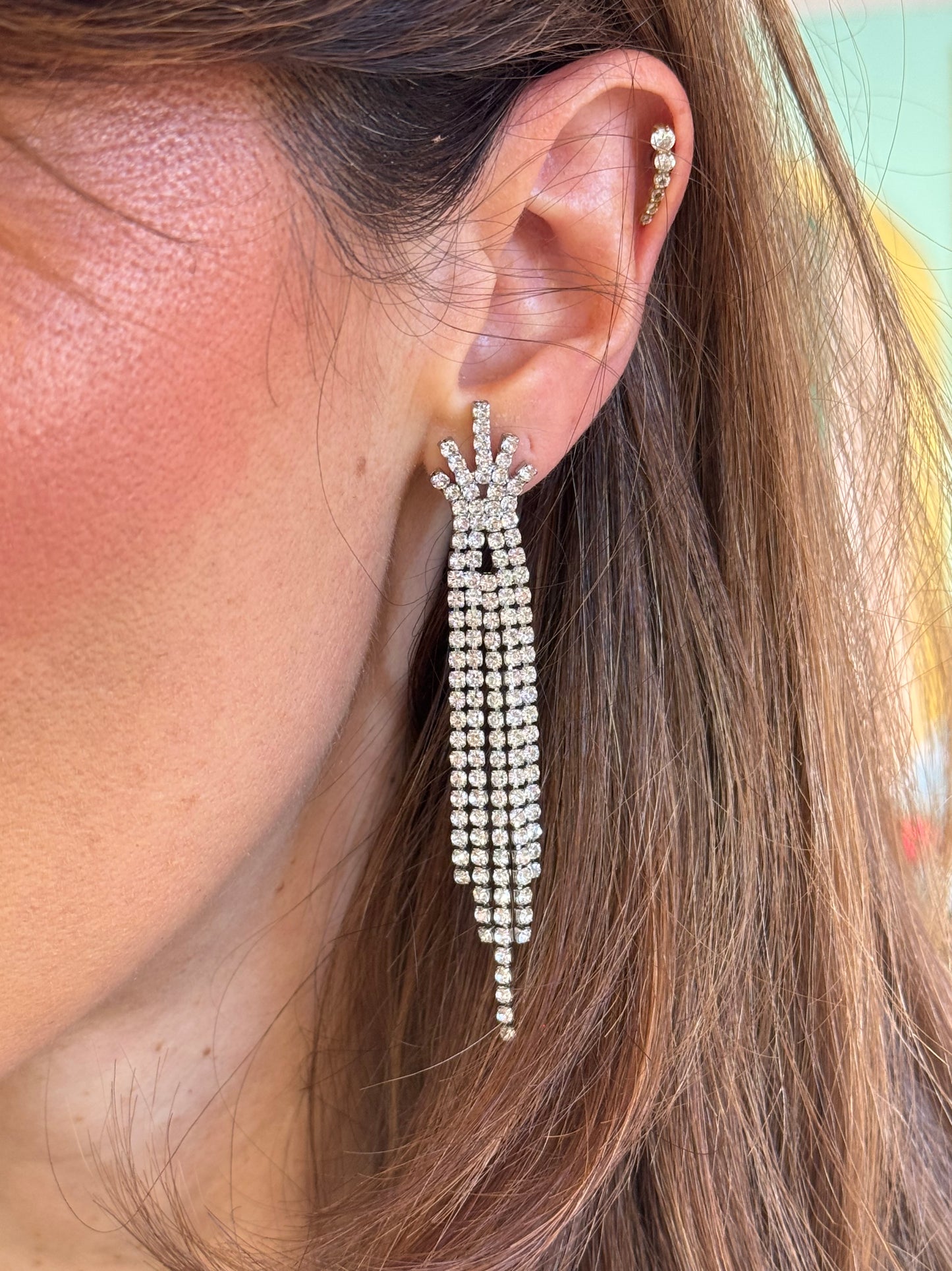 Boucle d’oreille cascade de strass modèle isabelle