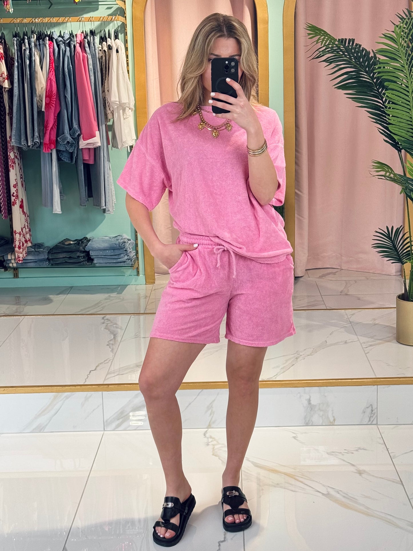 Ensemble éponge loose – Le look chill & stylé de l’été coloris rose