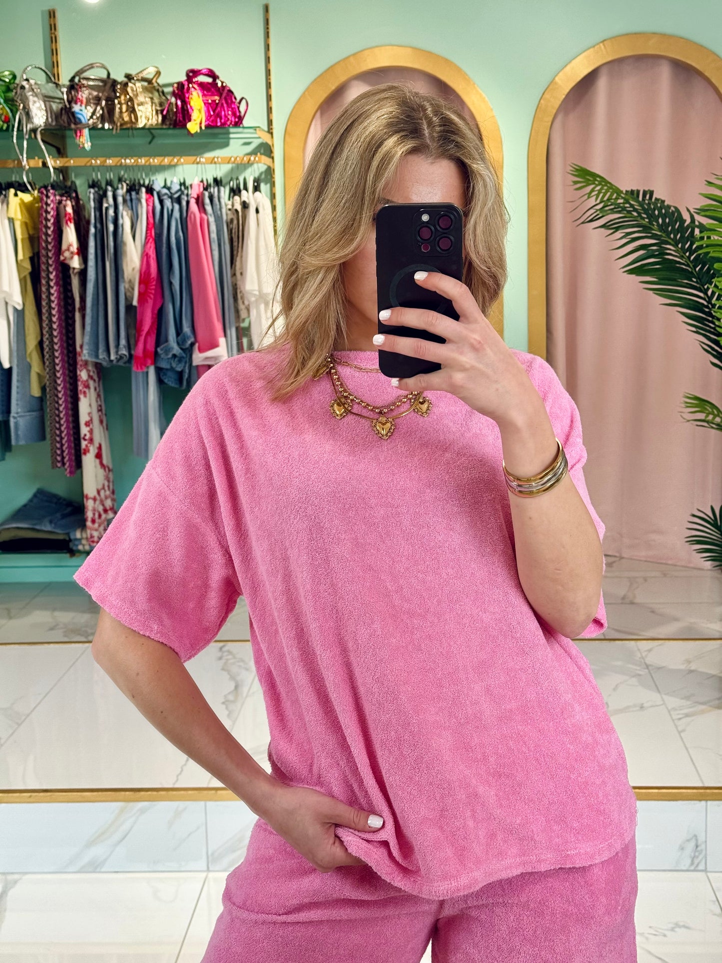 Ensemble éponge loose – Le look chill & stylé de l’été coloris rose