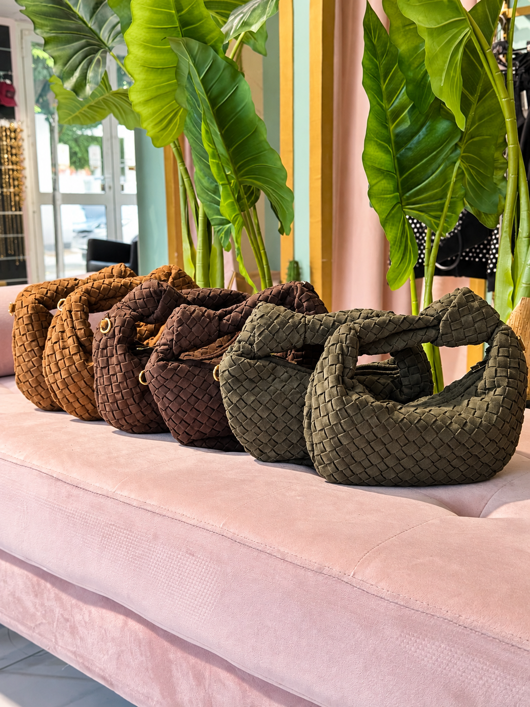 Sac dupe Boto façon nubuck tressé - marron
