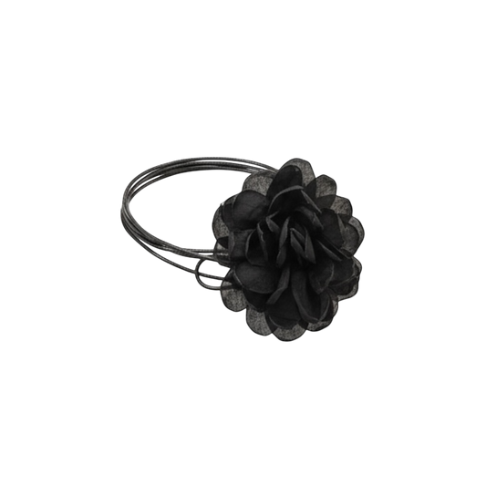 Collier chocker lacet fleur noire