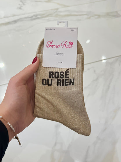Chaussettes pailletées - message rosé ou rien