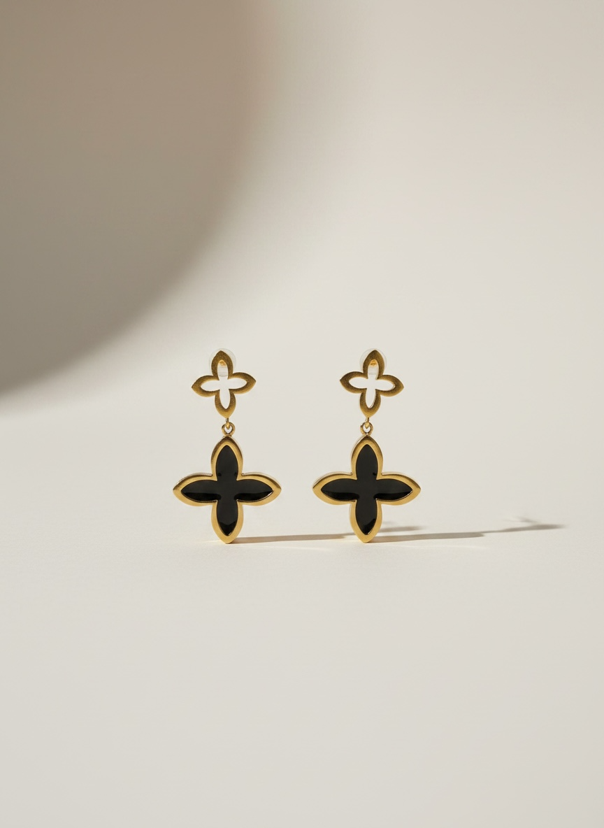Boucle d’oreille dupe fleur noire