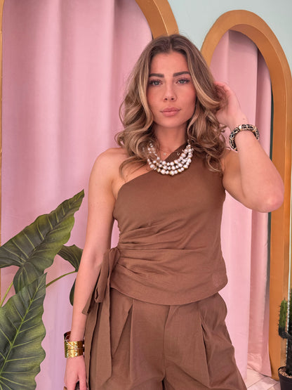 Ensemble top & pantalon nomade - terre