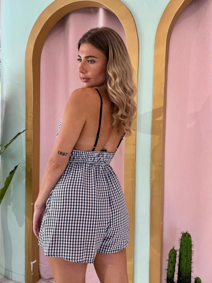 Combi short Vichy - bleu