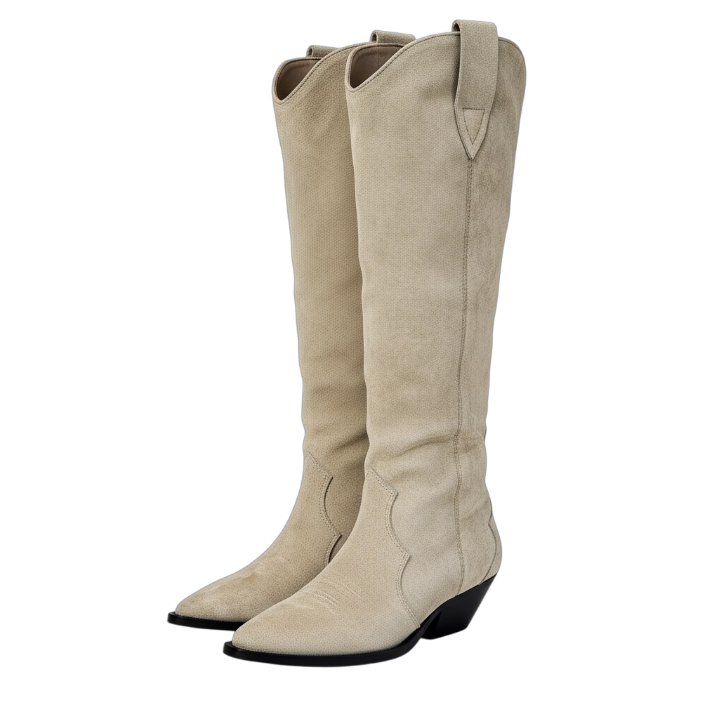 Bottes façon nubuck beige
