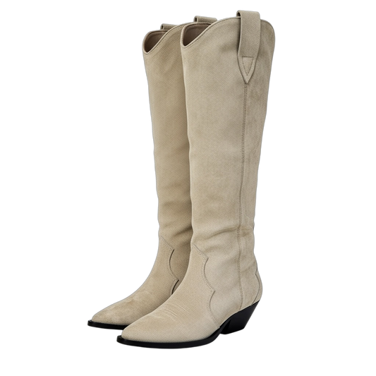 Bottes façon nubuck beige