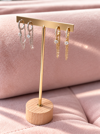 Boucles d’oreilles créole mini et chaîne