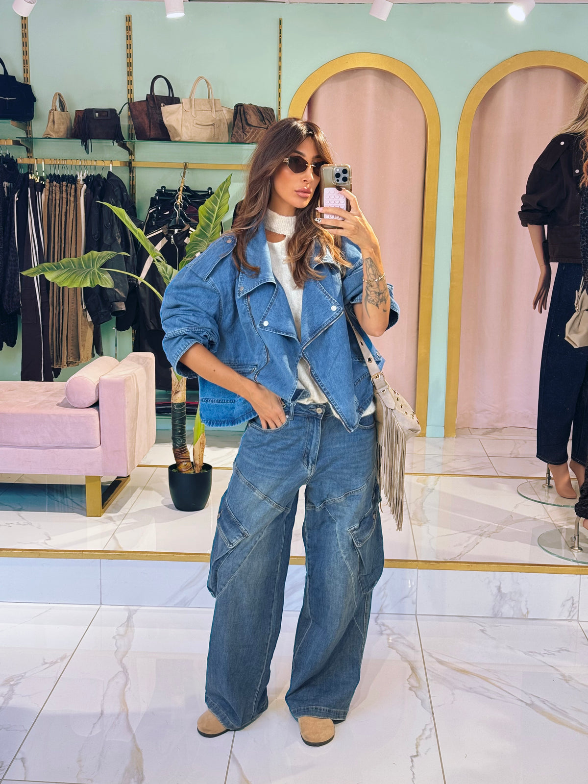 Jean Marivy Mid Blue – Balloon Wide Leg