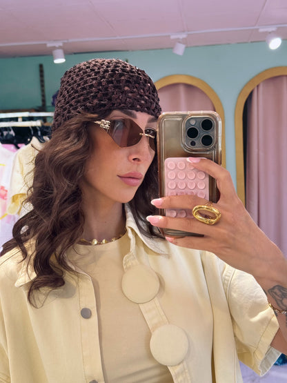 Bonnet filet marron avec sequin