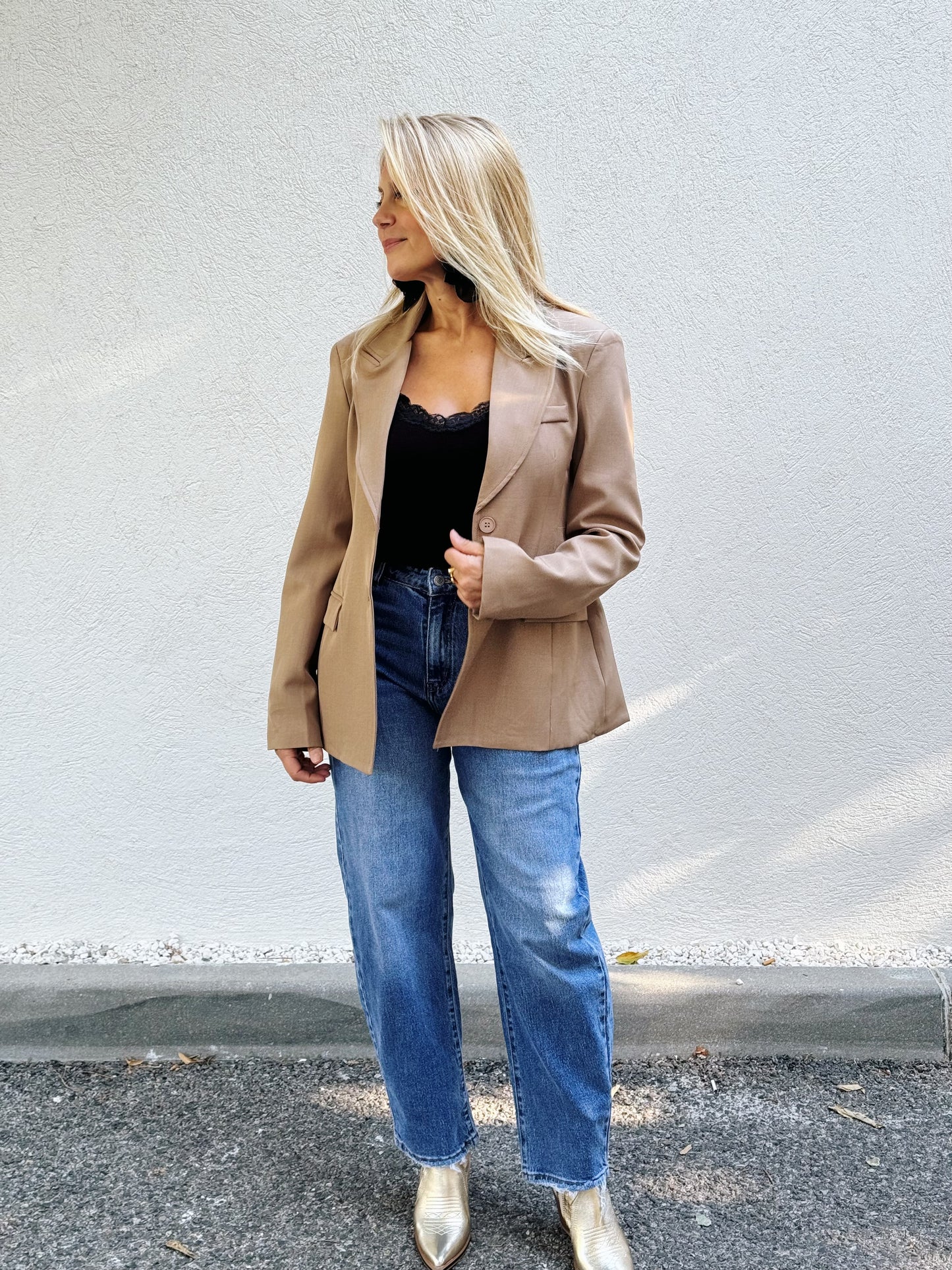 Veste tailleur cintrée créateur beige